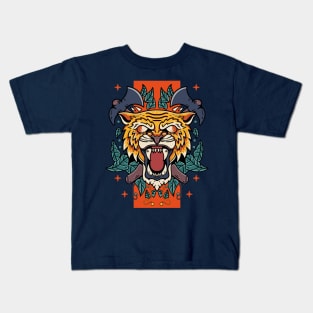 Tiger with axe In the Background Kids T-Shirt